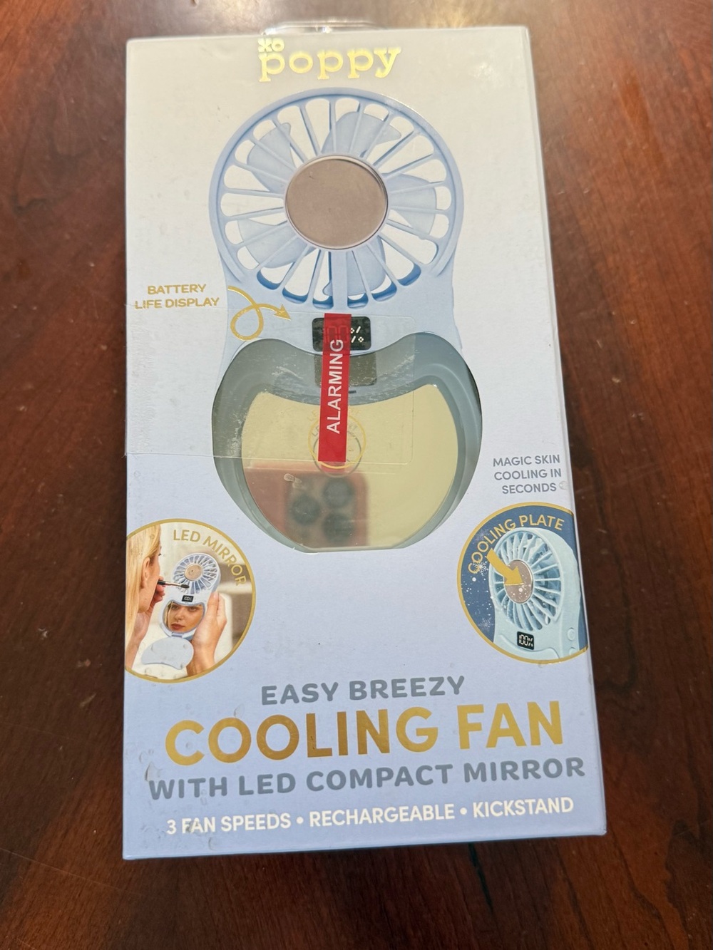 Easy Breezy Cooling Fan with LED Compact Mirror - Light Blue